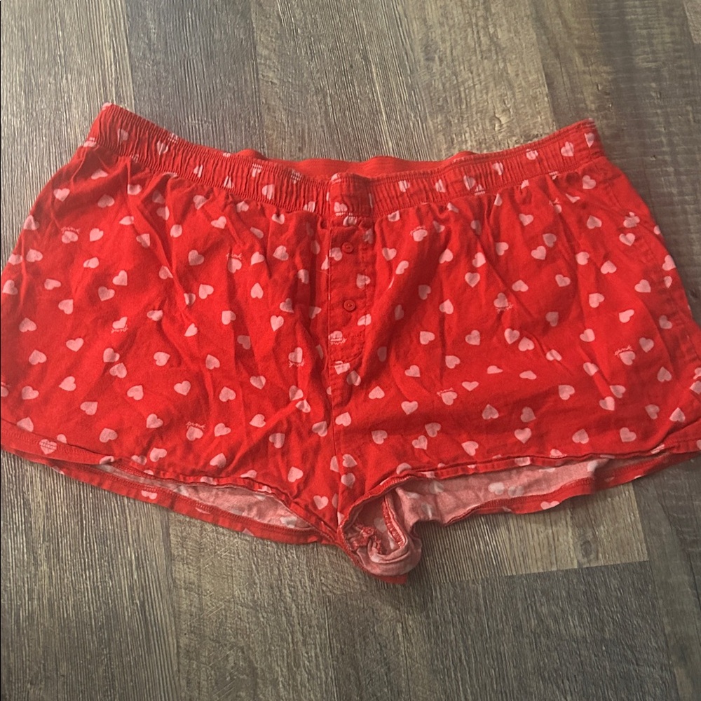Victoria's Secret Red and Pink Heart Patterned PJ Shorts